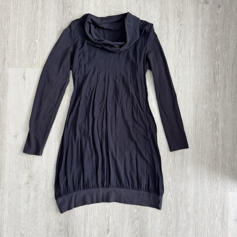 SANDWICH Dress Long Sleeve Cowl Neck Women Size 38 Navy Blue Pleated - Picture 2 of 12